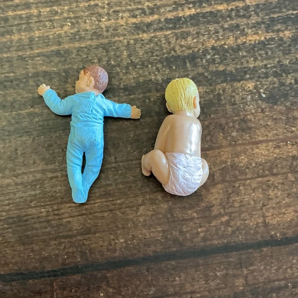 Safari Ltd Baby Figures Miniature Infant Figurines Blue Sleeper Diaper Set of 2
